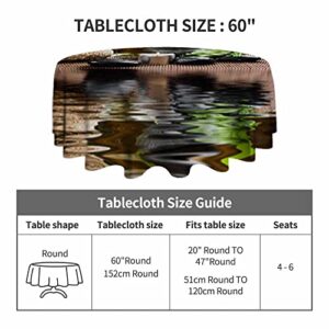 IBILIU Round Tablecloth 60 Inch,Zen Basalt Stones and Spa Oil On The Wood Decorative Polyester Table Cloths,Waterproof Table Cover for Home,Holiday,Party,Indoor and Outdoor