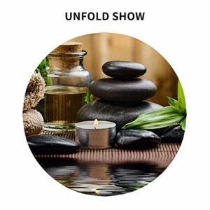 IBILIU Round Tablecloth 60 Inch,Zen Basalt Stones and Spa Oil On The Wood Decorative Polyester Table Cloths,Waterproof Table Cover for Home,Holiday,Party,Indoor and Outdoor