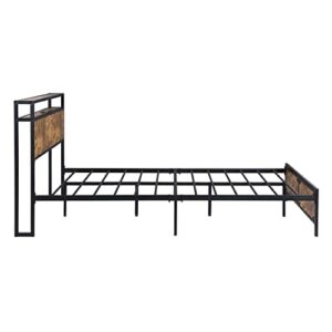 Olela Full Size Bed Frame,Metal LED Platform Bed Frame with LED Lights Headboard and Strong Slats Support,Noise-Free,No Box Spring Needed (Full)