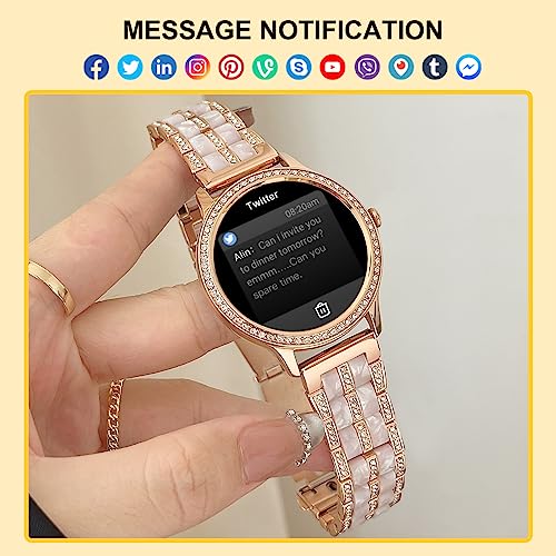 soinfo Smart Watch for Women with Answer/Make Call, Bluetooth Smartwatch for Android iOS Phones Blood Pressure Watch Sport Fitness Watch Waterproof Activity Tracker with Heart Rate Sleep Monito