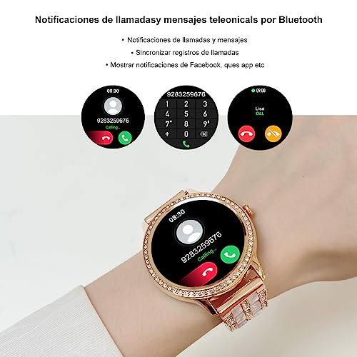 soinfo Smart Watch for Women with Answer/Make Call, Bluetooth Smartwatch for Android iOS Phones Blood Pressure Watch Sport Fitness Watch Waterproof Activity Tracker with Heart Rate Sleep Monito