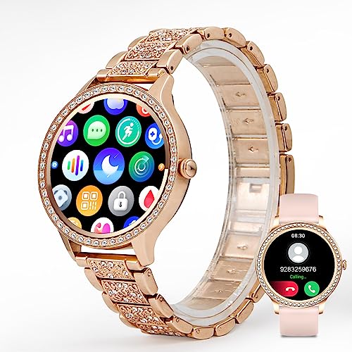 soinfo Smart Watch for Women with Answer/Make Call, Bluetooth Smartwatch for Android iOS Phones Blood Pressure Watch Sport Fitness Watch Waterproof Activity Tracker with Heart Rate Sleep Monito