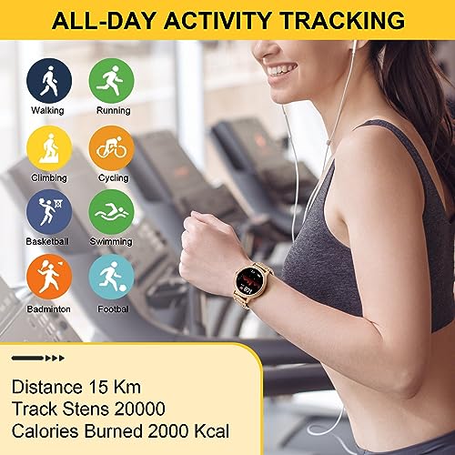 soinfo Smart Watch for Women with Answer/Make Call, Bluetooth Smartwatch for Android iOS Phones Blood Pressure Watch Sport Fitness Watch Waterproof Activity Tracker with Heart Rate Sleep Monito