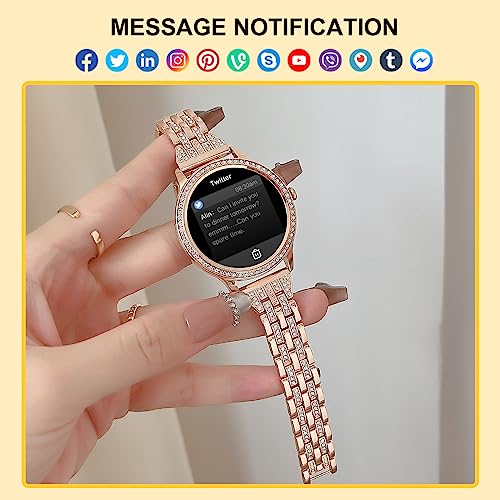 soinfo Smart Watch for Women with Answer/Make Call, Bluetooth Smartwatch for Android iOS Phones Blood Pressure Watch Sport Fitness Watch Waterproof Activity Tracker with Heart Rate Sleep Monito