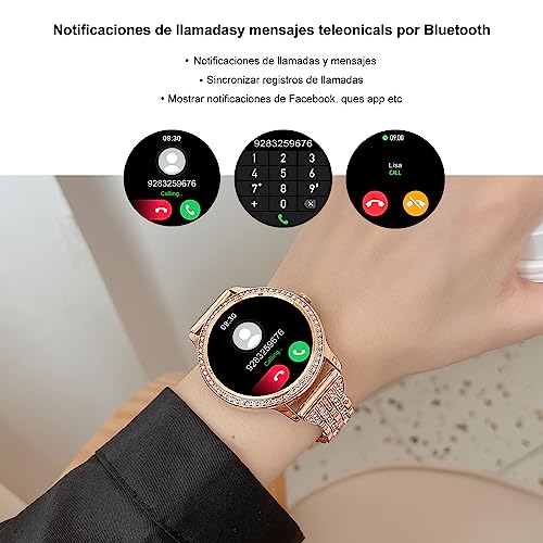 soinfo Smart Watch for Women with Answer/Make Call, Bluetooth Smartwatch for Android iOS Phones Blood Pressure Watch Sport Fitness Watch Waterproof Activity Tracker with Heart Rate Sleep Monito