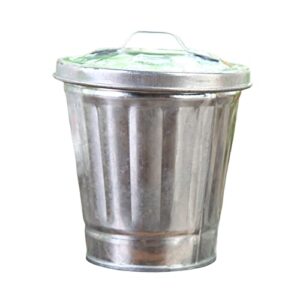 yirepny desktop trash can, mini wastebasket trash can with lid, bucket shape stainless waste bin, garbage trash bin, small trash can, waste basket, recycle can for bathrooms, kitchens, offices silver