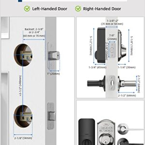 TEEHO Fingerprint Door Lock with 2 Lever Handles, Keyless Entry Door Lock with Handle, Electronic Keypad Deadbolt Front Door Lock Set with Auto Lock and 1 Touch Locking, Satin Nickel