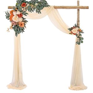 mohoeey 20ft ivory wedding curtains arch draping fabric ceremony backdrop decorations for wedding ceremony party ceiling decor(2panels)