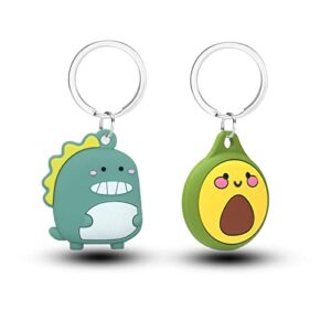 【2 pack】 airtag keychain cartoon case for airtag tracker,protective airtag holder with anti-lost keychain,anti-drop scratch airtag holder keychain accessories for kids pets backpacks
