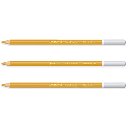 STABILO Chalk-Pastel Pencil CarbOthello - Pack of 3 - Golden Ochre (690)