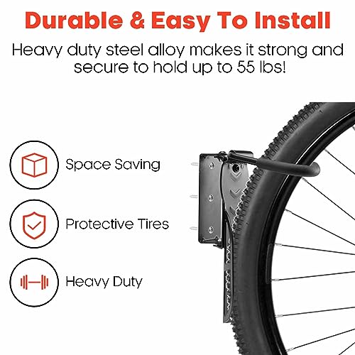 Vousile Swivel Bike Wall Mount, Bicycle Storage Garage Rack Hook with Tire Spacer, Heavy Duty Vertical Rotatable Bike Rack for Fat Tire