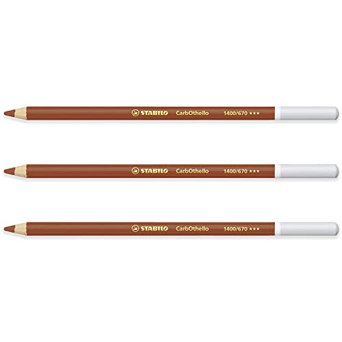 STABILO Chalk-Pastel Pencil CarbOthello - Pack of 3 - Burnt Sienna (670)