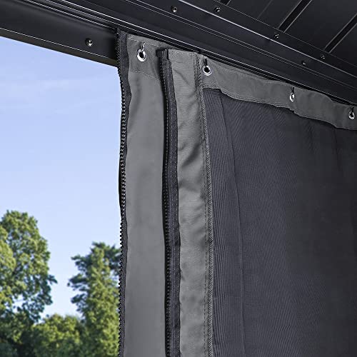 Sojag Accessories Set of 4 12' x 14' Curtains for Monaco/Messina/Mykonos Outdoor Gazebo Models, Grey