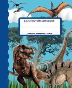 dinosaur composition notebook: aesthetic dinosaur journal for kids grades k-2 with 110 wide ruled pages