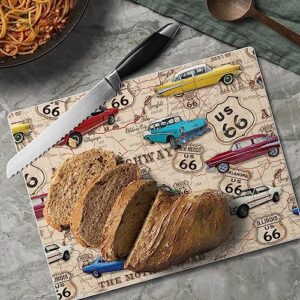 CounterArt Route 66 Map 3mm Heat Tolerant Tempered Glass Cutting Board 10” x 8” Manufactured in the USA Dishwasher Safe