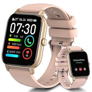 smart watch with bluetooth call (answer/make call), 1.85" ultra large hd screen, 100+ sports mode 2023 smart watches for men women, ip68 waterproof fitness tracker with heart rate sleep monitor, pink