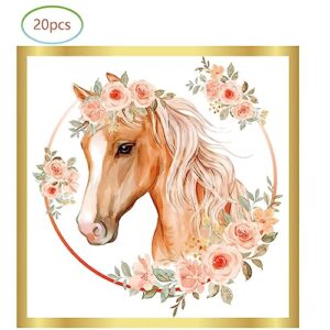 Lxlesf Horse Birthday Party Supplies20 Plates and 20 Napkins, Cowgirl Wild Horse Party Dinner Dessert Plate Napkins Birthday Tableware Decorations for Girls