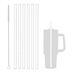clear replacement straws for stanley quencher h.20 tumbler, clear replacement straws for simple modern tumbler, 6 pack reusable straws with cleaning brush, compatible with 40oz/30oz tumbler