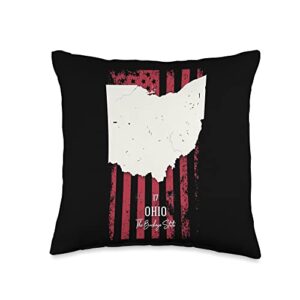 ohio state map usa throw pillow, 16x16, multicolor