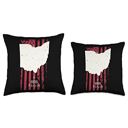 Ohio State Map USA Throw Pillow, 16x16, Multicolor