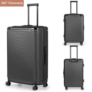 PINPON 3 Piece Luggage Sets, Expandable Hard Luggage Sets with TSA Lock, Carry On Luggage with Double Spinner Wheels for Women Men, Travel Suitcase Lightweight (20/24 / 28, Black)