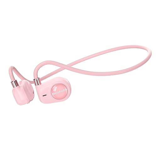 MeloAudio Kids Headphones, Open Ear Headphones, Kids Wireless Headphones with Microphone, Pink Headphones for Girls, Ultra-Light, Perfect for iPad, Tablet, Home, School, Travel, Sports