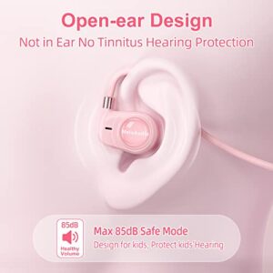 MeloAudio Kids Headphones, Open Ear Headphones, Kids Wireless Headphones with Microphone, Pink Headphones for Girls, Ultra-Light, Perfect for iPad, Tablet, Home, School, Travel, Sports