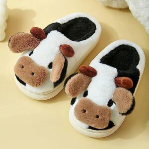 INNAPER Toddler Cow Slippers Kids Fuzzy Slippers Cute Animal Slippers, Toddler House Slippers Girls Kawaii Cow Cotton Slippers