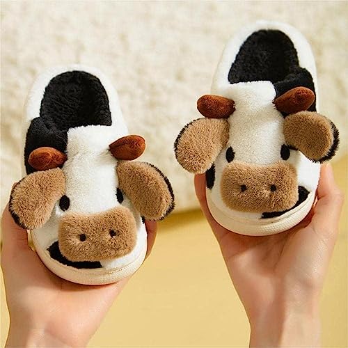 INNAPER Toddler Cow Slippers Kids Fuzzy Slippers Cute Animal Slippers, Toddler House Slippers Girls Kawaii Cow Cotton Slippers