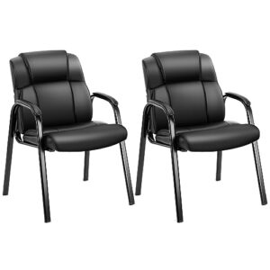 edx waiting room chairs - reception chairs office guest chairs set of 2, conference room chairs lobby chairs with padded arms, pu leather executive office desk chair no wheels