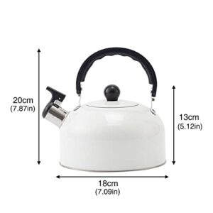 Tea Kettle Stovetop Whistling Teapot Stainless Steel Tea Pots for All Stovetop with Ergonomic Handle - 3 Quart Whistling Teapot Water Boiling Kettle Automatic for Drinking Coffee (White)