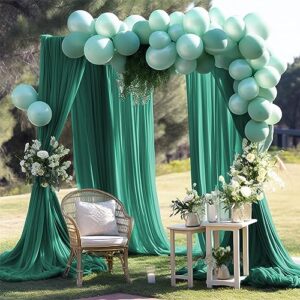 PARTISKY Wedding Arch Draping Fabric, 1 Panel 28" x 19Ft Emerald Green Wedding Arch Drapes Sheer Backdrop Curtain for Wedding Ceremony Party Ceiling Decor