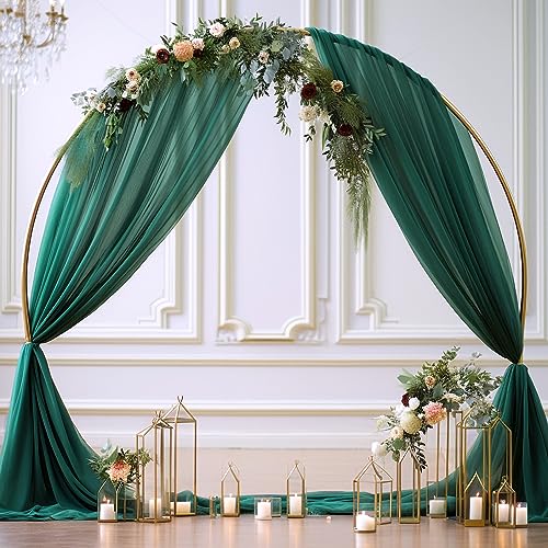 PARTISKY Wedding Arch Draping Fabric, 1 Panel 28" x 19Ft Emerald Green Wedding Arch Drapes Sheer Backdrop Curtain for Wedding Ceremony Party Ceiling Decor