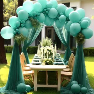PARTISKY Wedding Arch Draping Fabric, 1 Panel 28" x 19Ft Emerald Green Wedding Arch Drapes Sheer Backdrop Curtain for Wedding Ceremony Party Ceiling Decor
