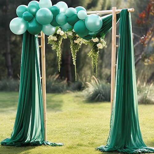 PARTISKY Wedding Arch Draping Fabric, 1 Panel 28" x 19Ft Emerald Green Wedding Arch Drapes Sheer Backdrop Curtain for Wedding Ceremony Party Ceiling Decor