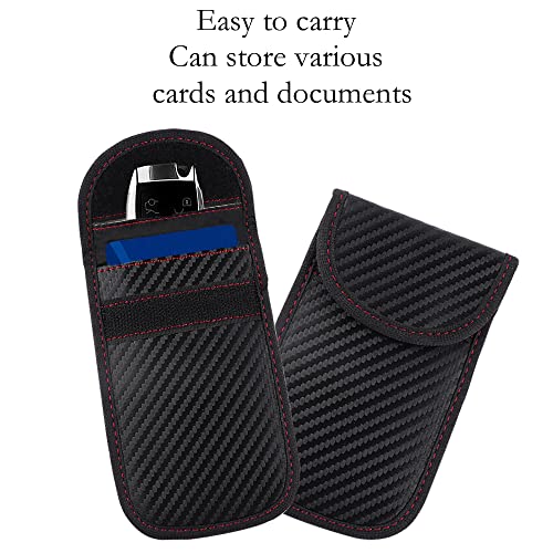 2PCS Car Key Fob Protector,Anti-Theft & Anti-Hacker Key Fob Case with Black Carbon Fibre,Double-Layers Key Fob Signal Blocker for Shielding RFID