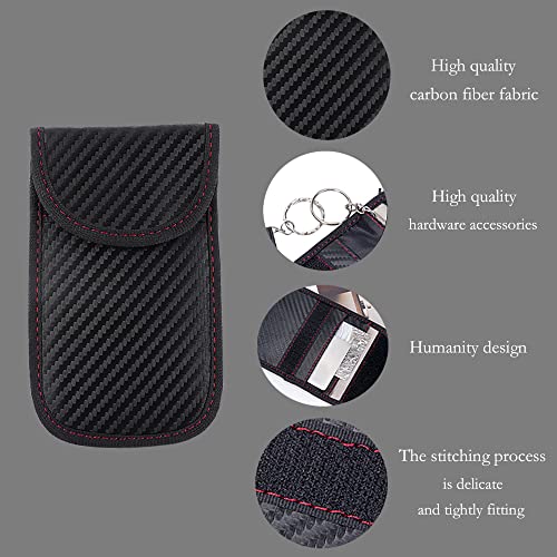 2PCS Car Key Fob Protector,Anti-Theft & Anti-Hacker Key Fob Case with Black Carbon Fibre,Double-Layers Key Fob Signal Blocker for Shielding RFID