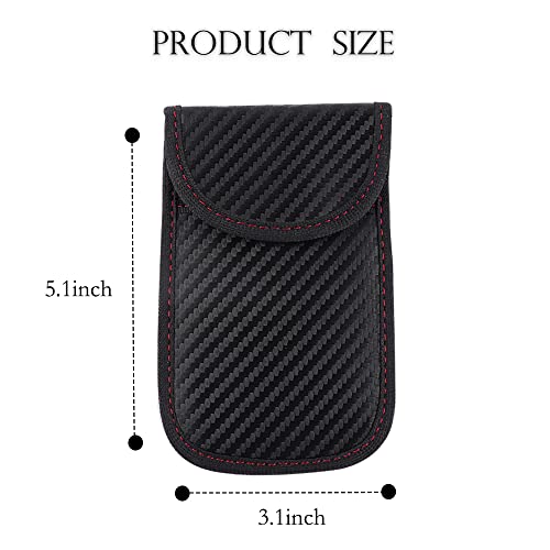 2PCS Car Key Fob Protector,Anti-Theft & Anti-Hacker Key Fob Case with Black Carbon Fibre,Double-Layers Key Fob Signal Blocker for Shielding RFID