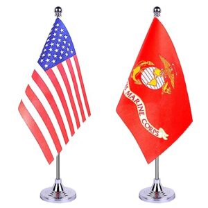 gentlegirl us army marine corps table flag stick small mini united states military polyester flag office table flag on stand base,for army party events celebration decorations supplies