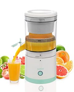 joyit orange juice squeezer – usb rechargeable electric citrus juicer, wireless portable orange juice machine, premium electric juicer for lemon tomato grape watermelon (white)