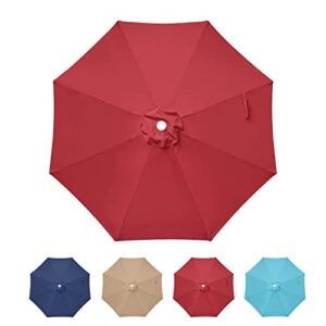 simple deluxe 9' patio outdoor table market yard umbrella replacement top cover with 8 ribs, 9ft canopy, red canopy
