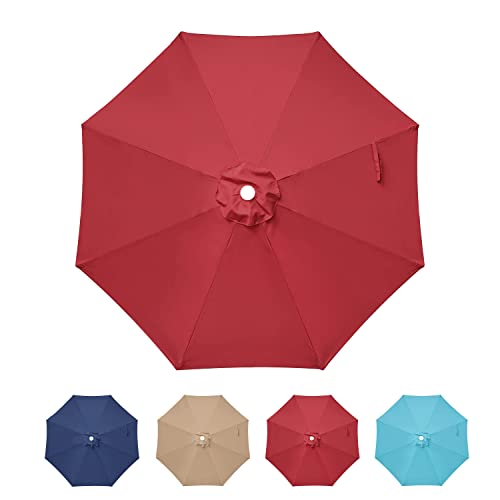 Simple Deluxe 9' Patio Outdoor Table Market Yard Umbrella Replacement Top Cover with 8 Ribs, 9ft Canopy, Red Canopy