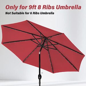 Simple Deluxe 9' Patio Outdoor Table Market Yard Umbrella Replacement Top Cover with 8 Ribs, 9ft Canopy, Red Canopy