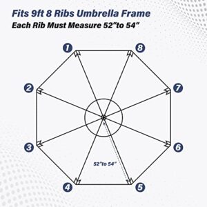 Simple Deluxe 9' Patio Outdoor Table Market Yard Umbrella Replacement Top Cover with 8 Ribs, 9ft Canopy, Red Canopy