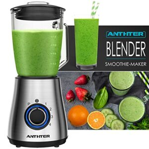 Anthter Professional Blenders For Kitchen, 950W High Power Blenders with Stainless Countertop, 50 Oz Glass Jar & 24-Ounce Smoothie Cup, Ideal for Puree, Ice Crush and Smoothies