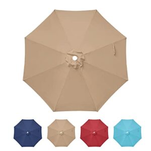 simple deluxe 9' patio outdoor table market yard umbrella replacement top cover with 8 ribs, 9ft canopy, tan canopy