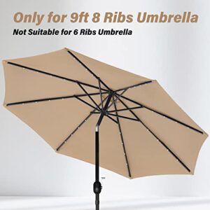 Simple Deluxe 9' Patio Outdoor Table Market Yard Umbrella Replacement Top Cover with 8 Ribs, 9ft Canopy, Tan Canopy