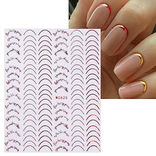 JMEOWIO 9 Sheets French Tip Line Nail Art Stickers Decals Self-Adhesive Pegatinas Uñas Colorful Nail Supplies Nail Art Design Decoration Accessories