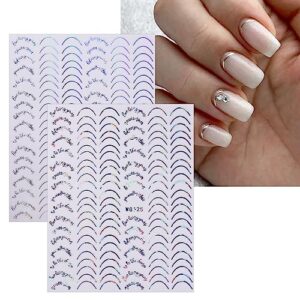 JMEOWIO 9 Sheets French Tip Line Nail Art Stickers Decals Self-Adhesive Pegatinas Uñas Colorful Nail Supplies Nail Art Design Decoration Accessories