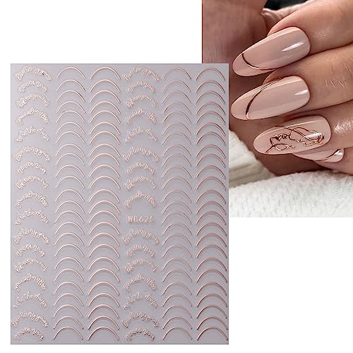 JMEOWIO 9 Sheets French Tip Line Nail Art Stickers Decals Self-Adhesive Pegatinas Uñas Colorful Nail Supplies Nail Art Design Decoration Accessories